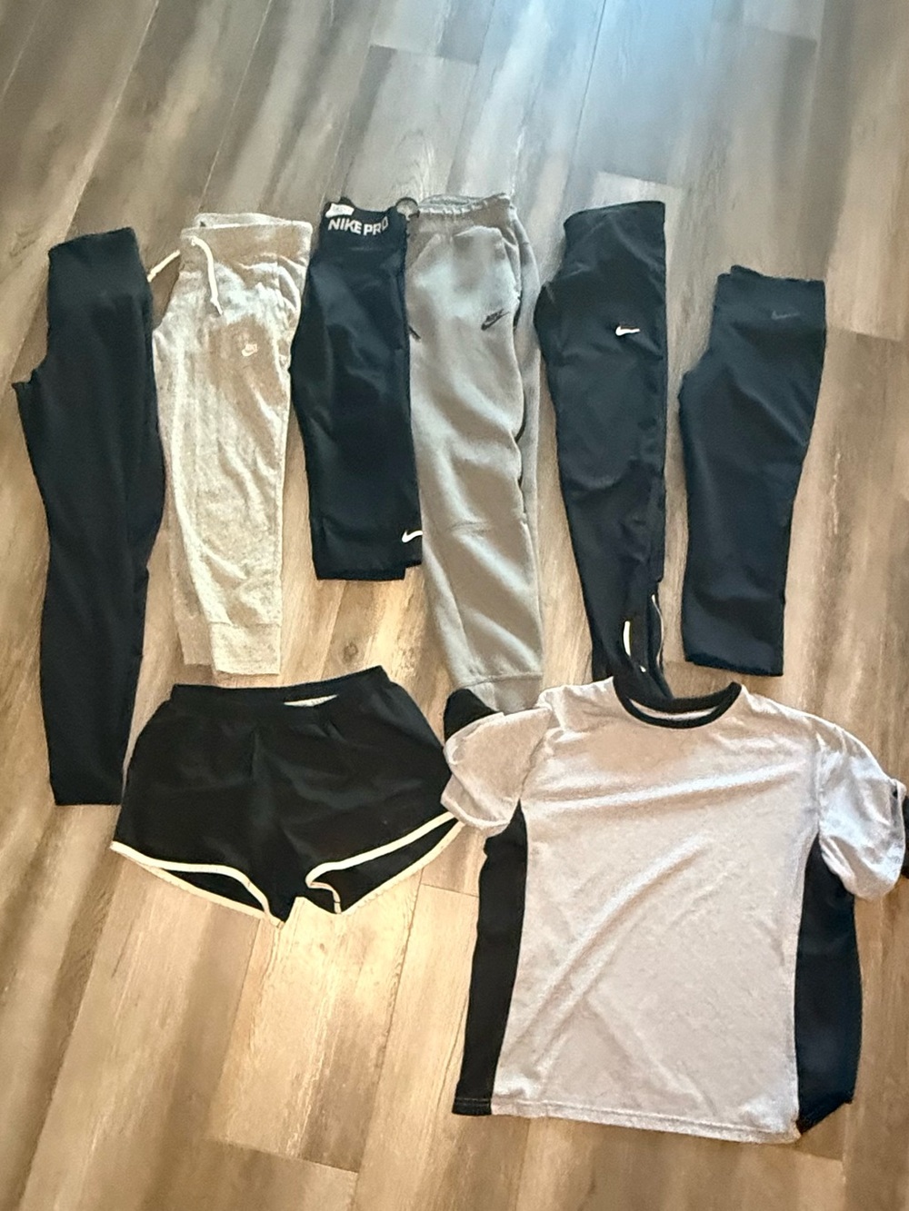 Nike Grab Bag of 8 Items-  Black & Light Gray Mixed Athletic Set